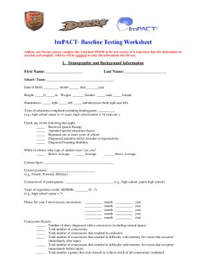 impact baseline test questions